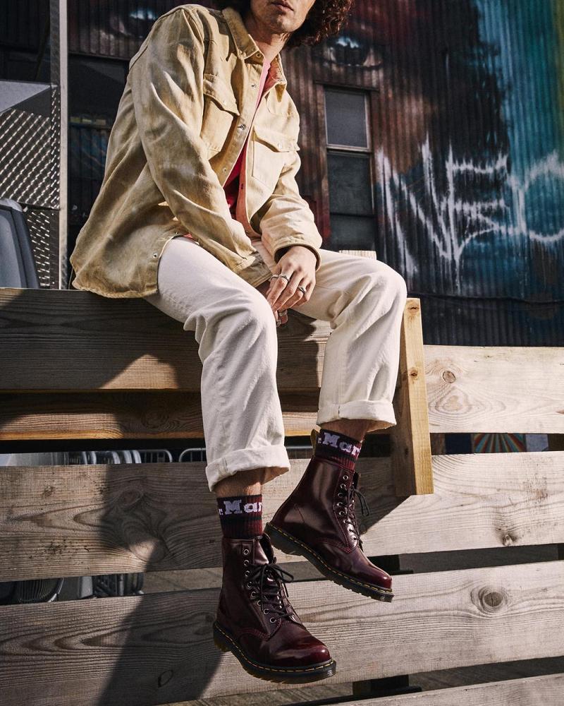 Dr Martens Vegan 1460 Snørestøvletter Herre Rosa Rød | Norge 268TCE